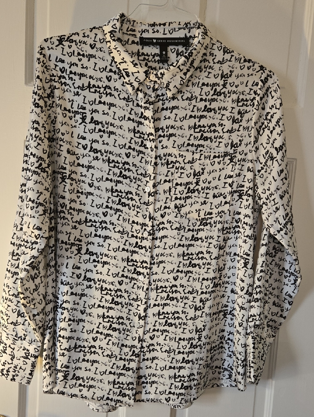 Cezanne Black & White Script Button-Down Shirt